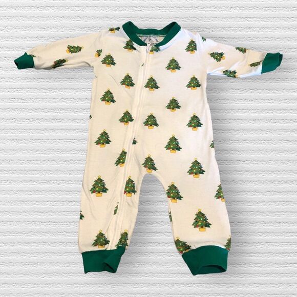 Smock It Like It’s Hot Button Flap Bottom Sleeper 3 months Christmas Trees - Picture 1 of 5